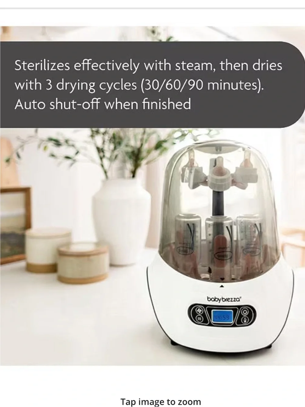 Baby Brezza White and Smoke Bottle Sterilizer and Dryer